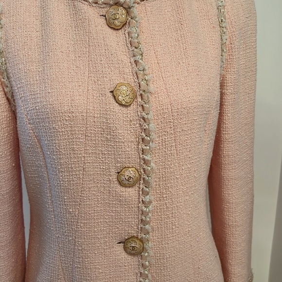 CHANEL Light Pink Jacket Coat Size 44 Cotton Stunning Chanel Feminine Elegant - Picture 8 of 17